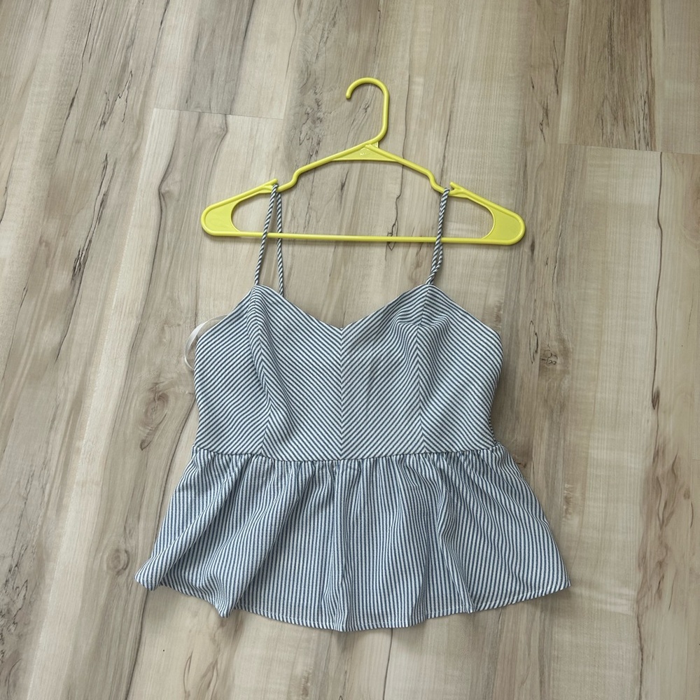 Monteau Blue and White Striped Camisole